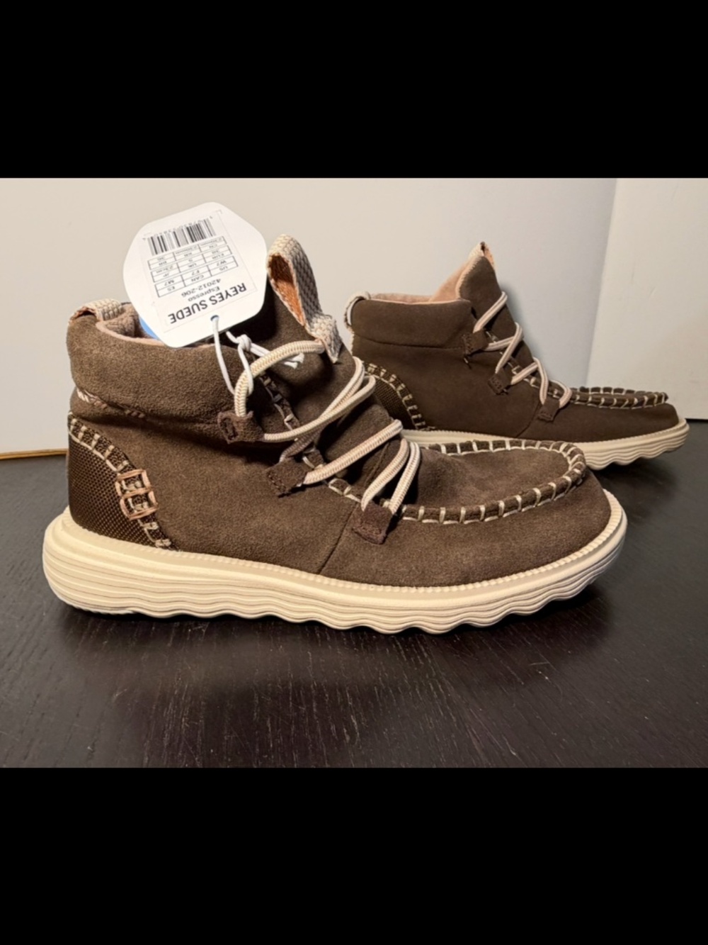 Hey Dude Reyes Suede Water Repellent Boots Bootie Espresso Brown Womans 7
